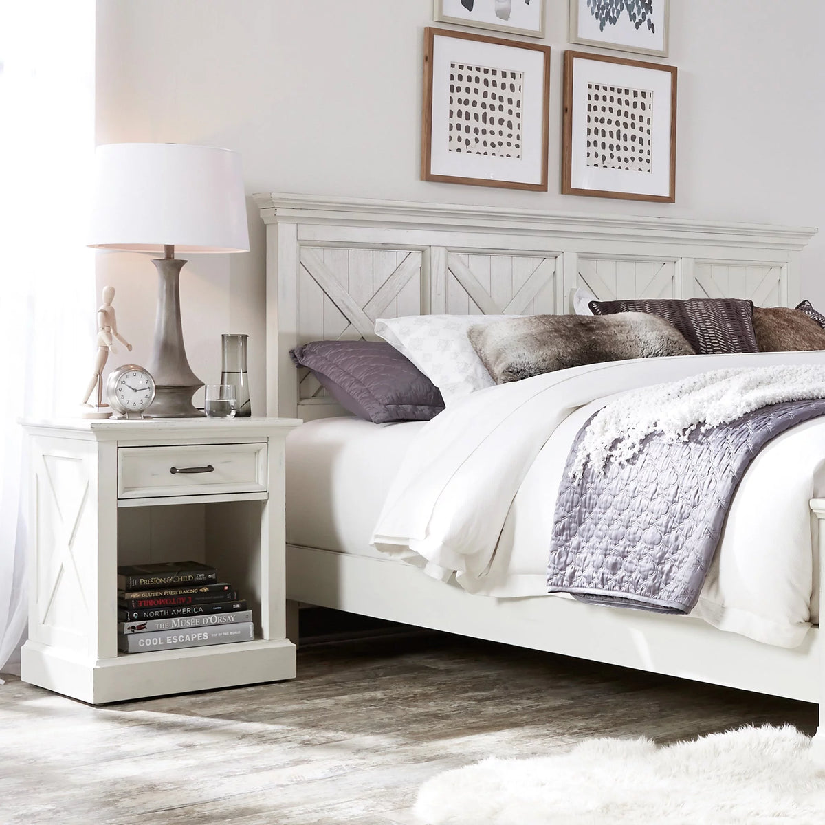 Wood King Headboard in Off White L739