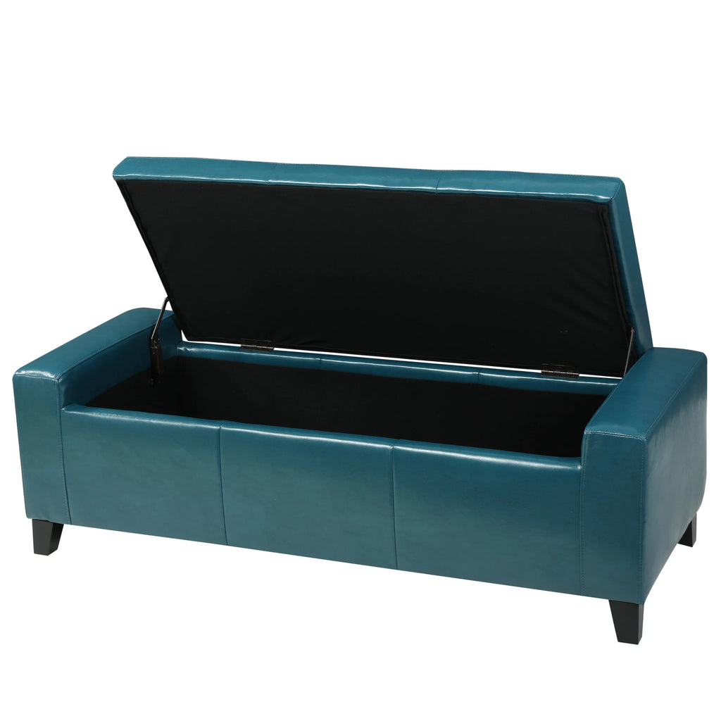 Teal PU Leather Storage Ottoman N28908