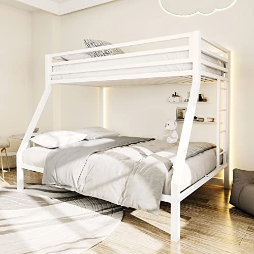 Metal Loft Bunk Bed Twin Over Twin Size with Guardrail and Ladder X7358