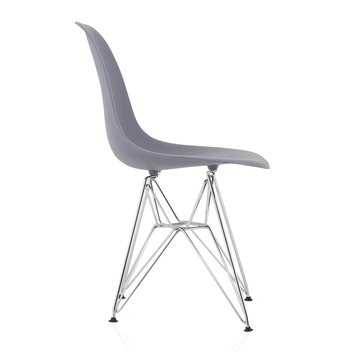 Dark Gray Molded Plastic Dining Chair with Steel Wire Legs P9069