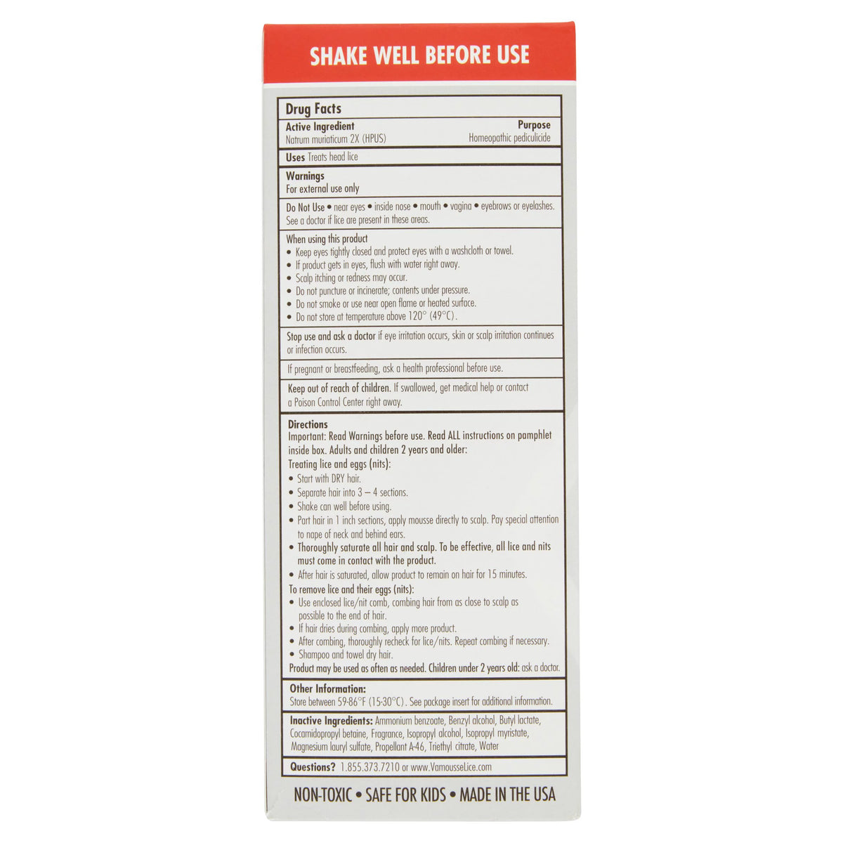 Lice Treatment Mousse 6 oz Y20560