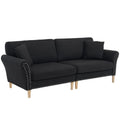 Black Upholstered 2-Seat Sofa with 2 Pillows F879