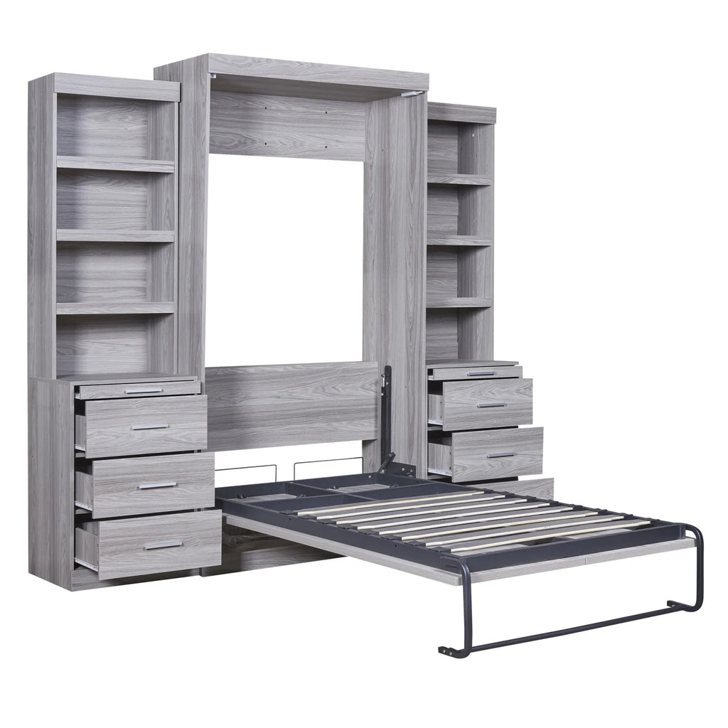 Twin Size Murphy Bed with Wardrobe and Drawers V678677