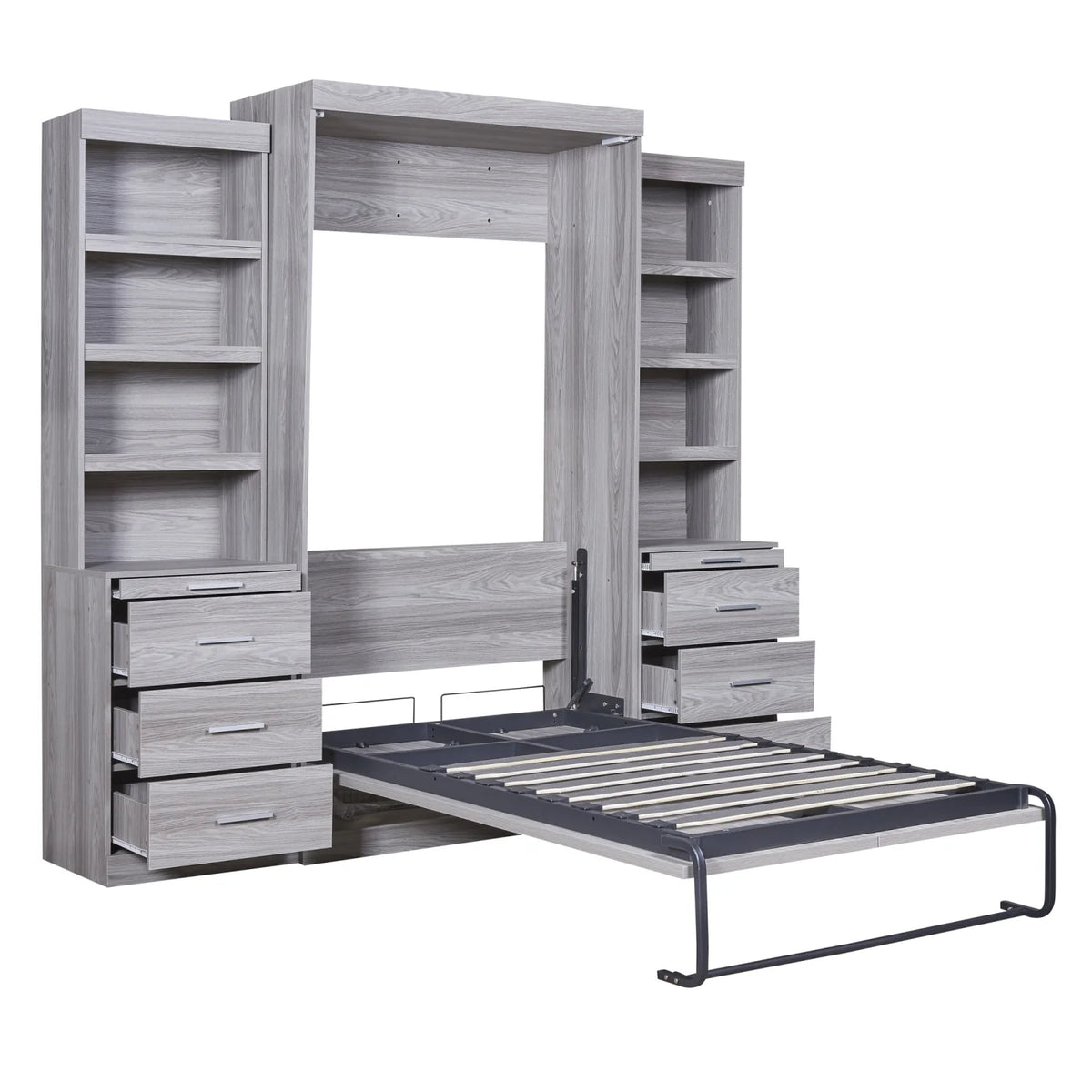 Twin Size Murphy Bed with Wardrobe and Drawers V678677