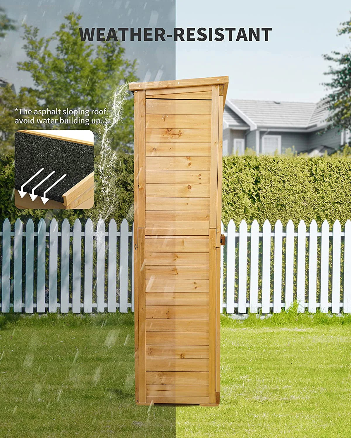 Outdoor Storage Cabinet with Asphalt Roof C443630