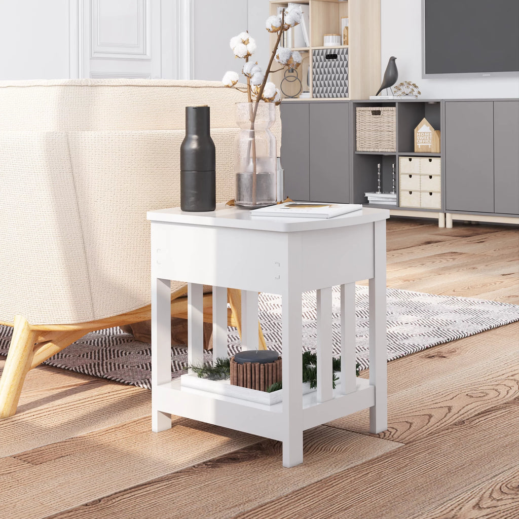 White 1 Drawer Solid Wood Side Table X977
