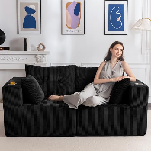 U Shaped Modular Sectional Sofa with 2 Ottomans Grey H485