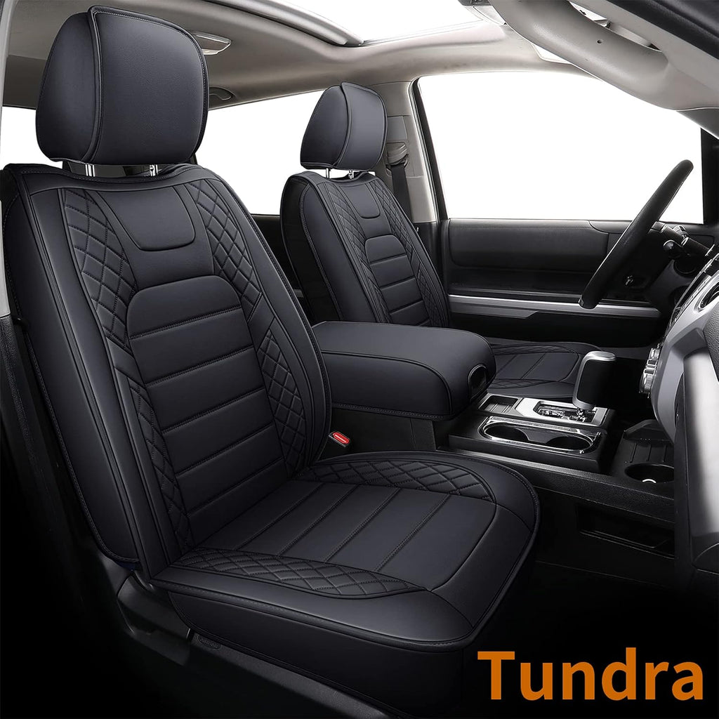 Black Faux Leather Full Set Seat Covers with Center Console Cover D189