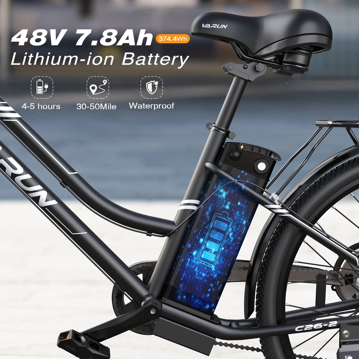 26-inch 500W Electric Bike with 40 Miles Range, Removable Battery, 7 Speed S8627