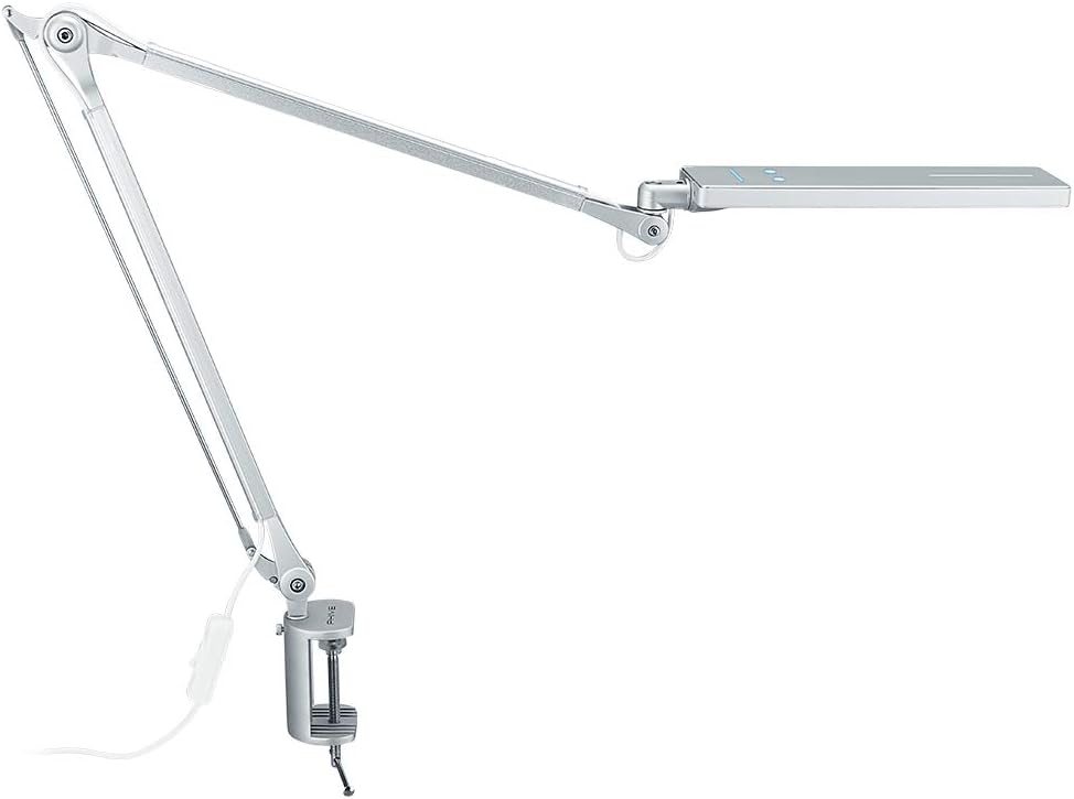 Silver Metal Swing Arm Desk Lamp with Clamp Z37217