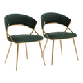Gold Steel and Green Velvet Dining Chair Set of 2 W763