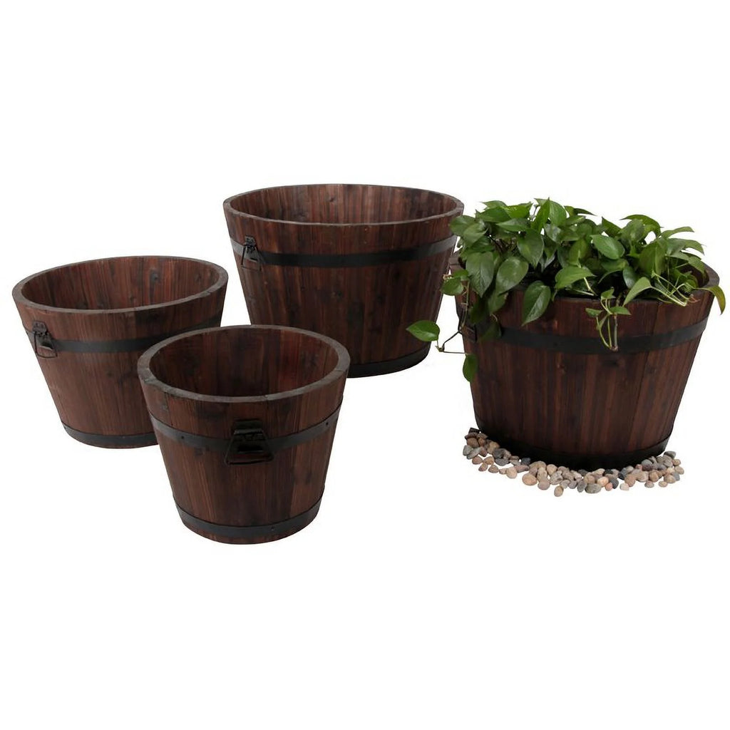 Round Wood Planters Set of 4 H91050