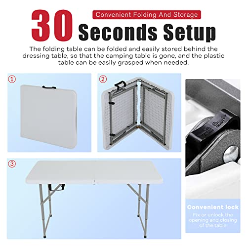 Folding Table 4FT Plastic Height Adjustable White M6081