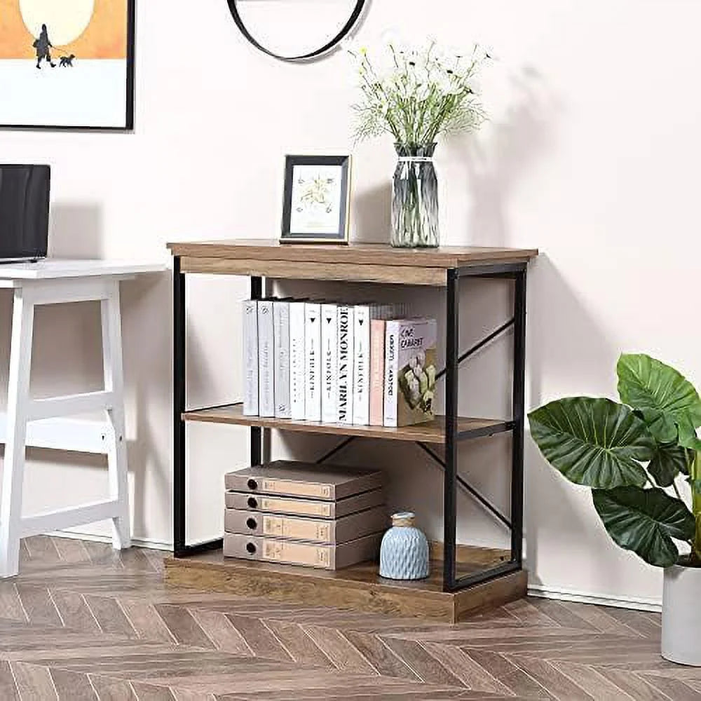 Brown 2-Tier Metal Frame Bookshelf X995