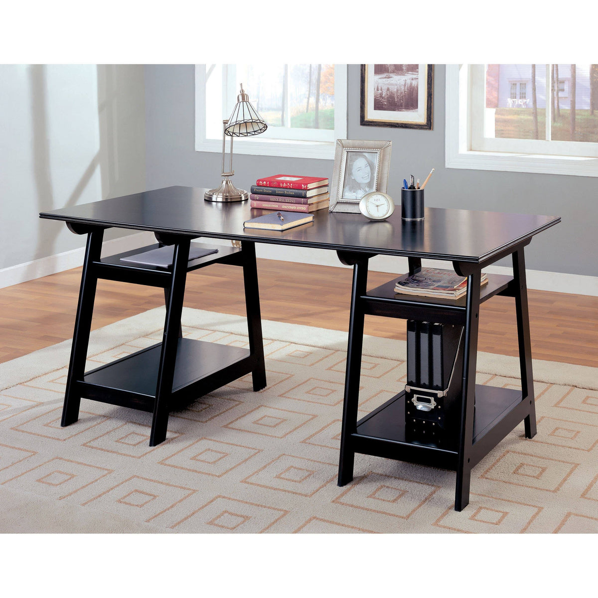 Black Trestle Style Writing Desk Z69057