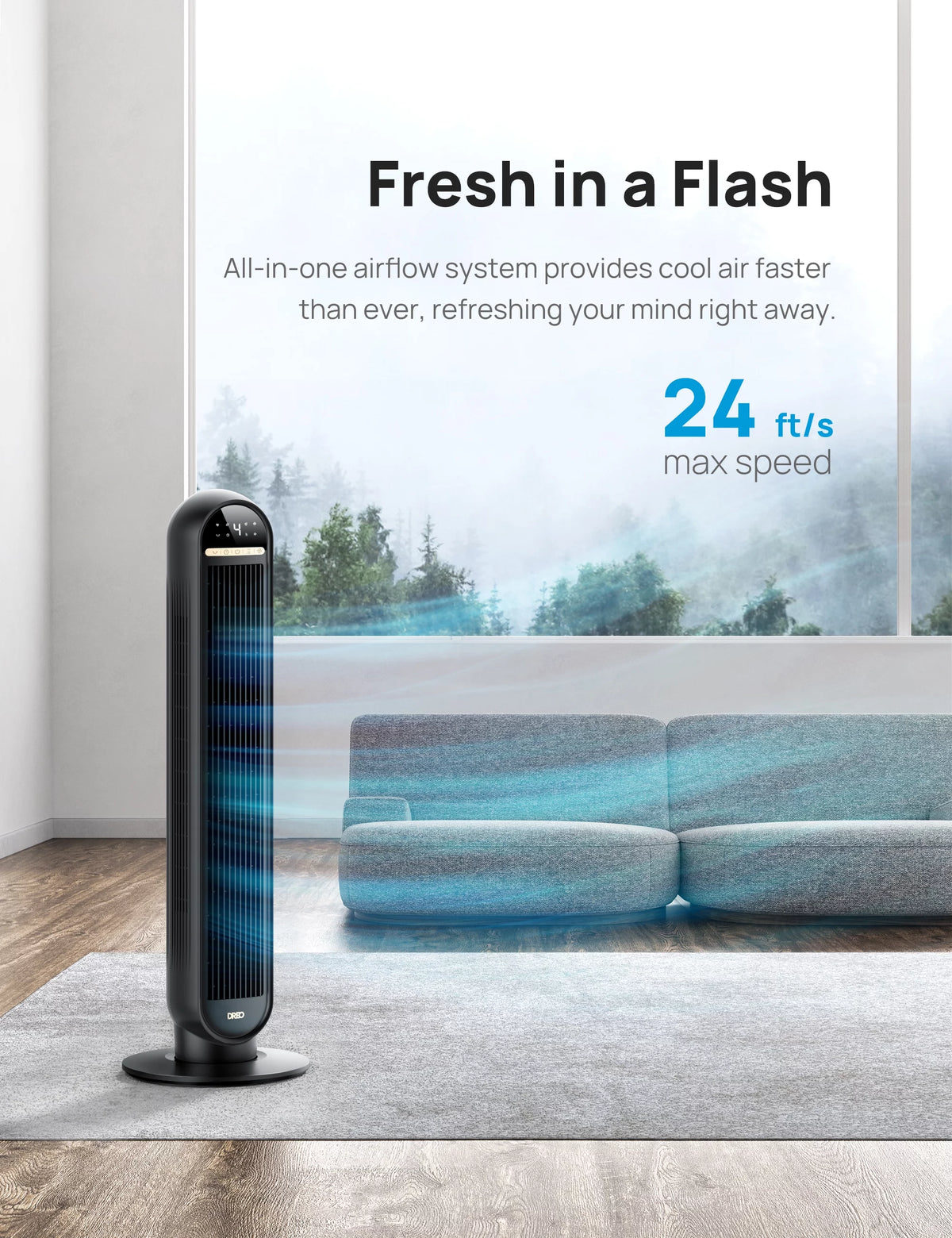 36 Standing Floor Fan with Remote 90° Oscillating 4 Speeds H87755