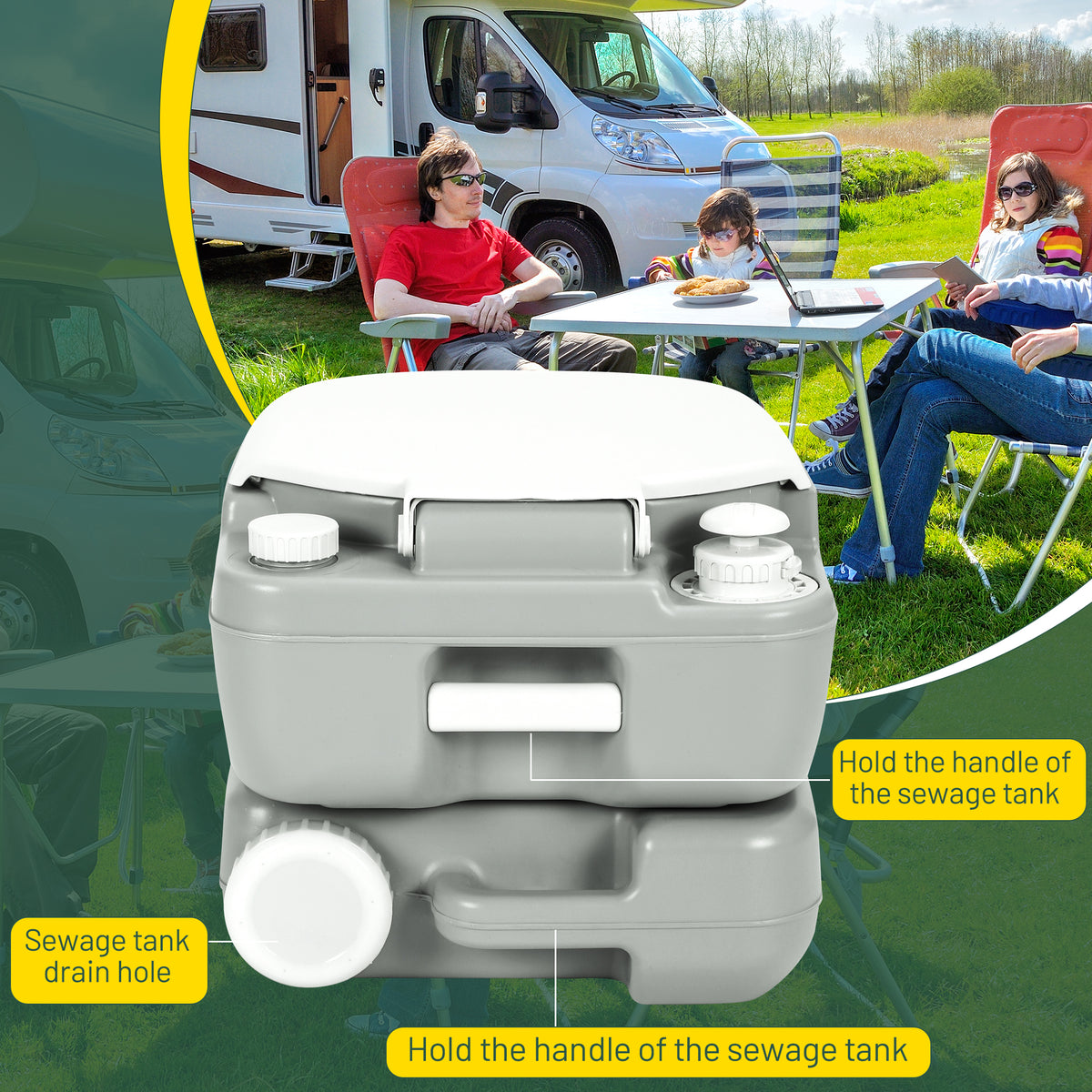 Portable Camping Toilet 3.2 Gallon with Discharge Opening and Level Indicator D325272