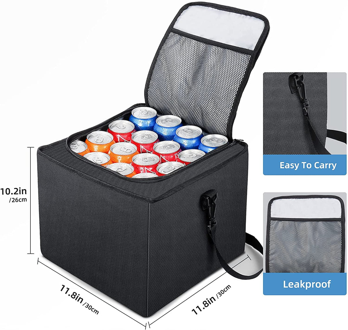 Black Collapsible Car Trunk Organizer with Cooler Bag H503358