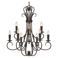 Rubbed Bronze 9-Light Tiered Chandelier O927
