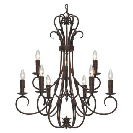 Rubbed Bronze 9-Light Tiered Chandelier O927