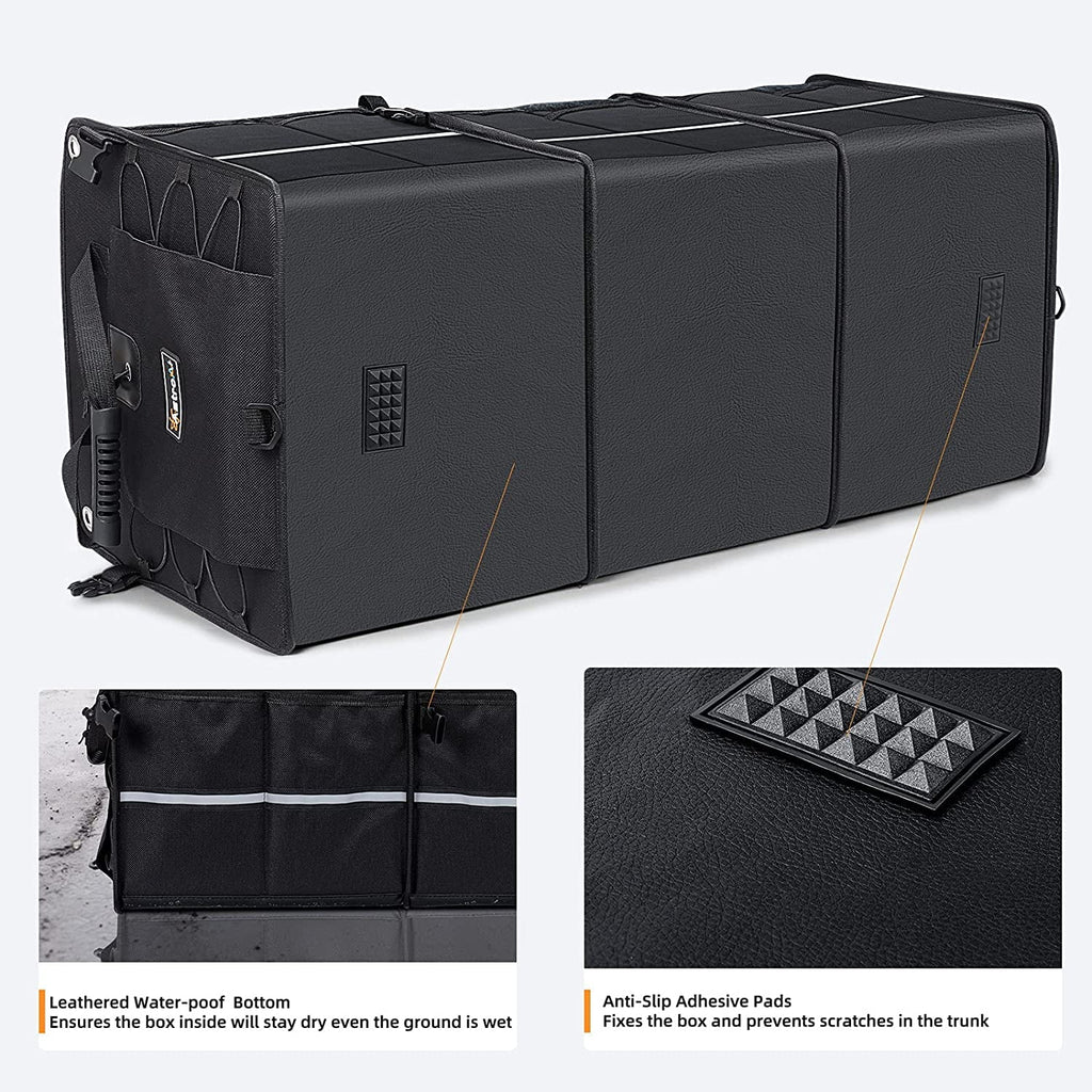 Black Collapsible Car Trunk Organizer with Cooler Bag H503358