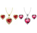 24k Yellow and White Gold 1/2Ct Ruby Necklace Set 18 inch G8927