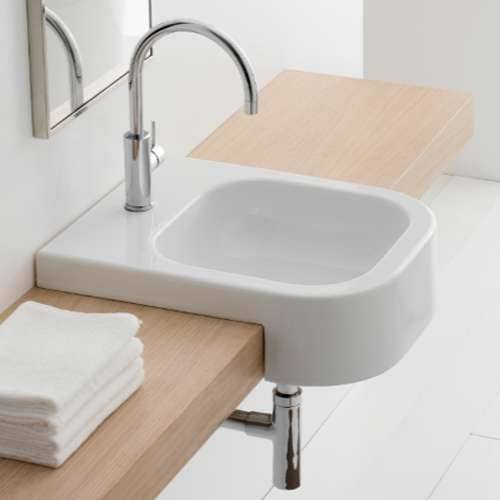 White Ceramic Recessed Bathroom Sink Q2321