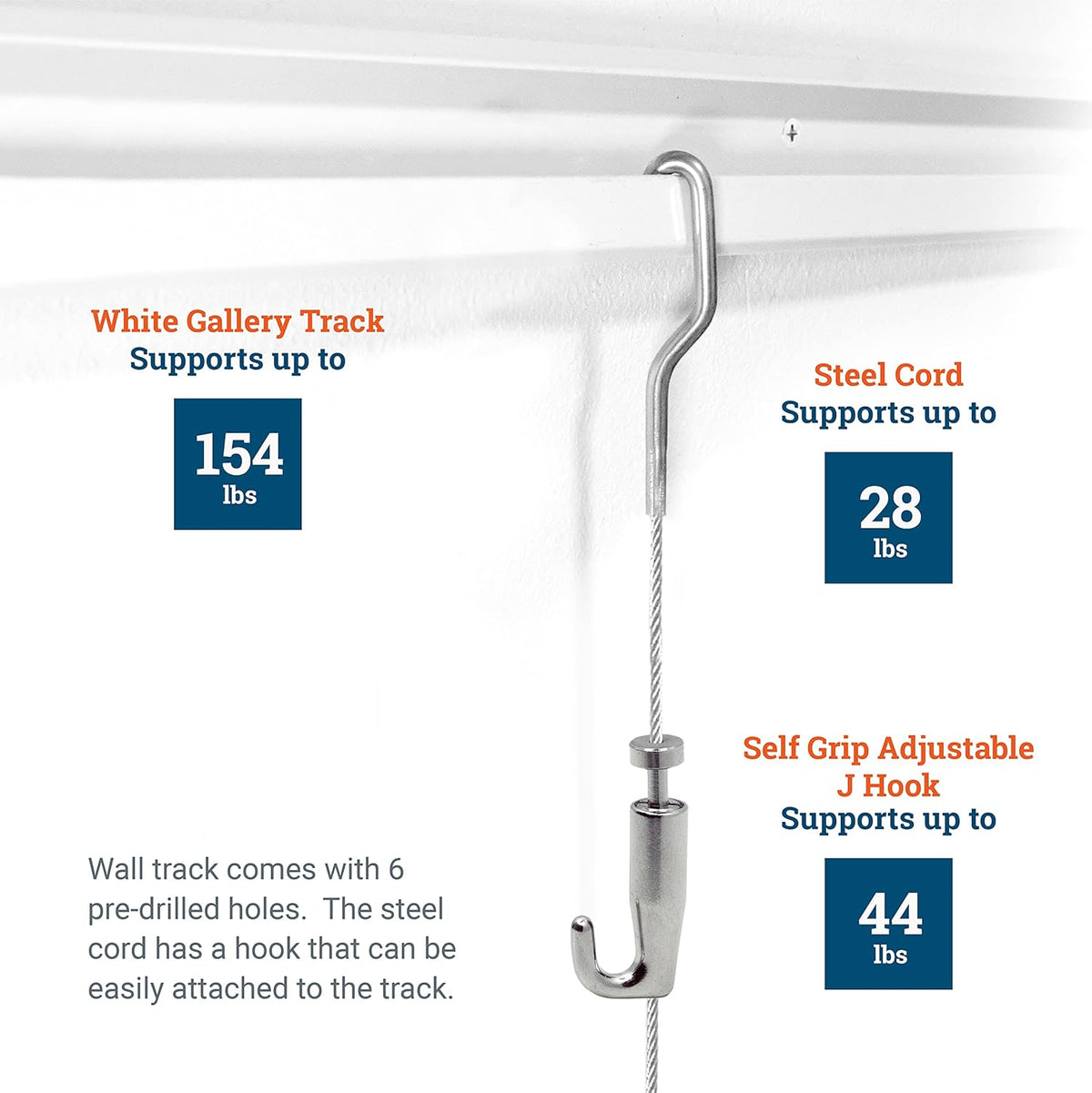 79 Inch Steel Track Kit with Picture Hooks and Hardware G444