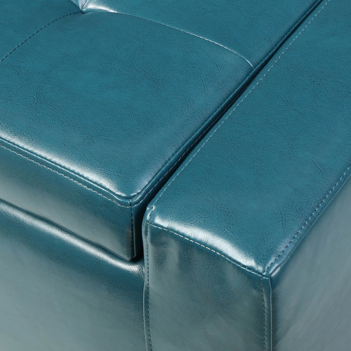 Teal PU Leather Storage Ottoman N28908