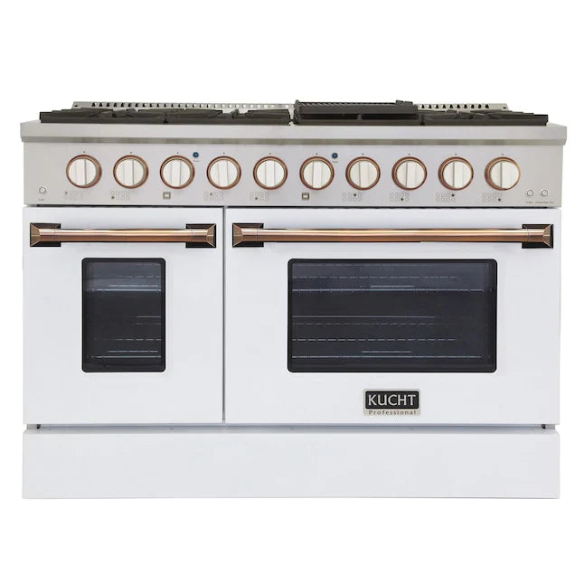 48 In. 6.7 cu ft. Propane Gas Range with White Door and Gold Accents D17887