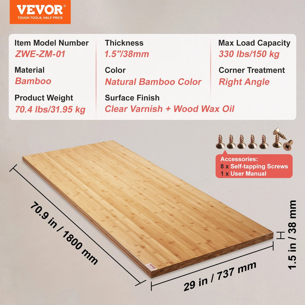 Bamboo Table Top 70.9" x 29" x 1.5" C8152