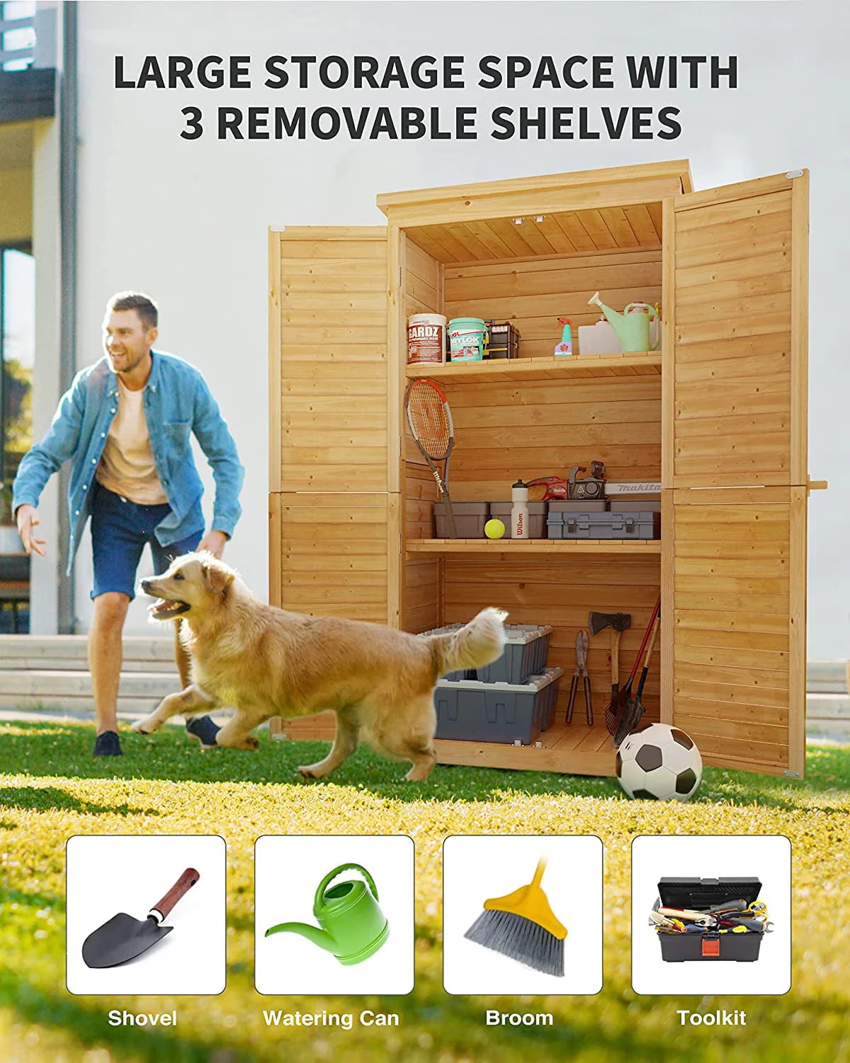 Outdoor Storage Cabinet with Asphalt Roof C443630