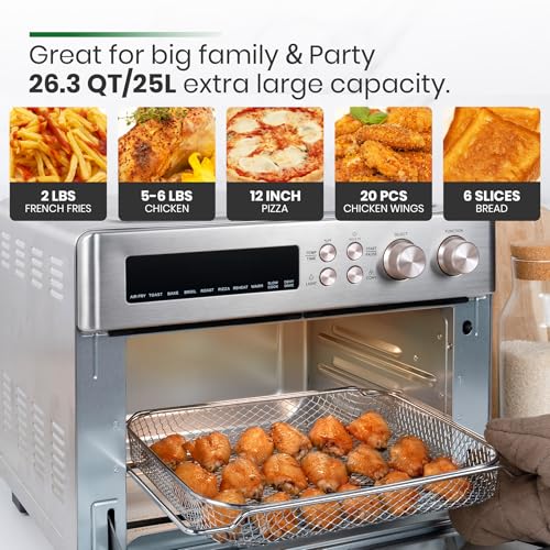 Extra Large Black Matte Stainless Steel Infrared Convection Air Fryer Toaster Oven M664287