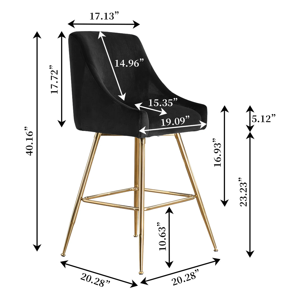Black Velvet Upholstered Dining Chair Set of 6 T5432