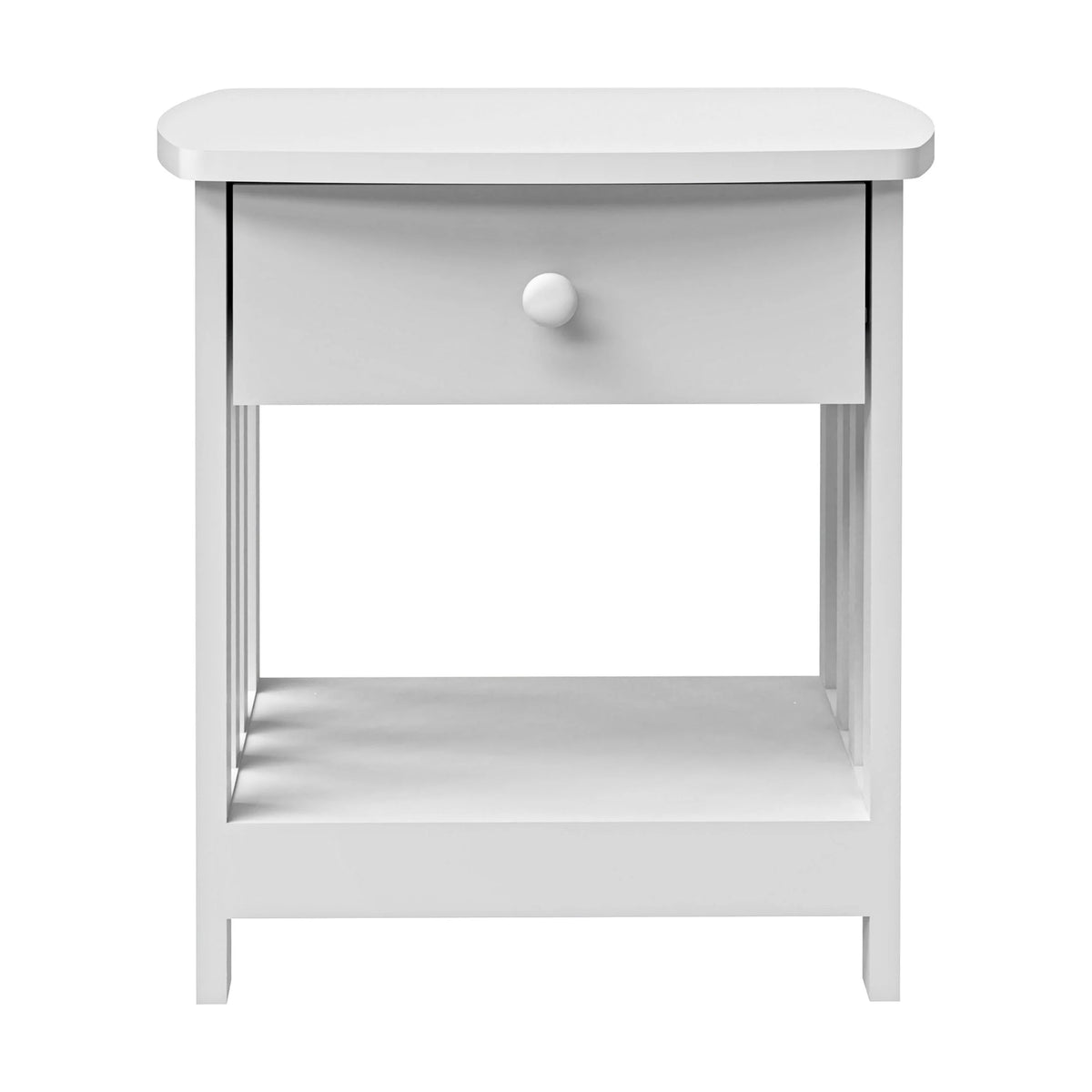 White 1 Drawer Solid Wood Side Table X977