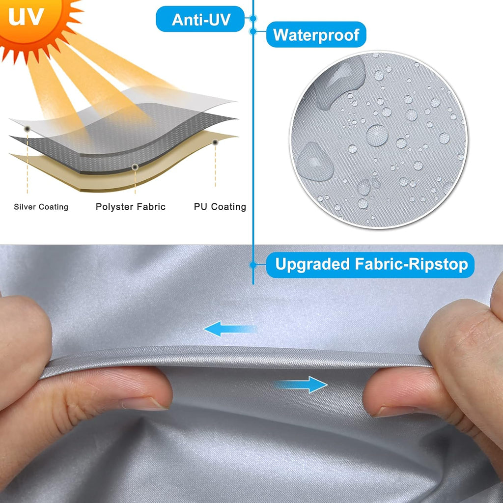 Rip-Stop RV Cover Fits 31'7" - 34' Long Motorhome, Waterproof Camper Cover with Gutter Covers, Adhensive Repair Patch C795