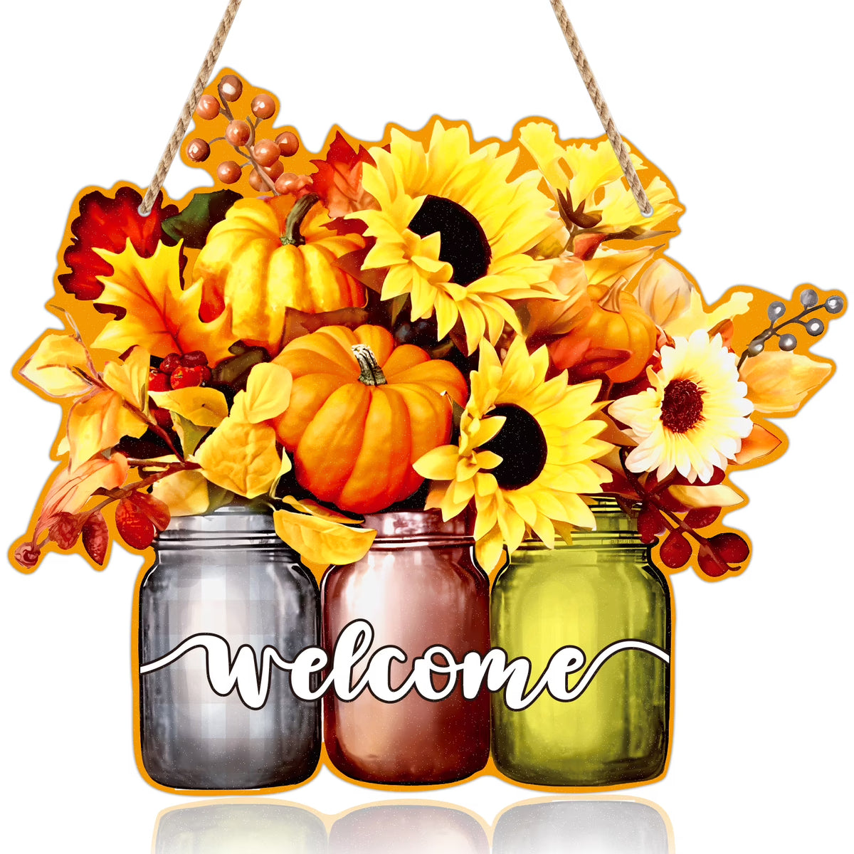 Autumn Fall Welcome Sign Wreath for Front Door Decorations B680065