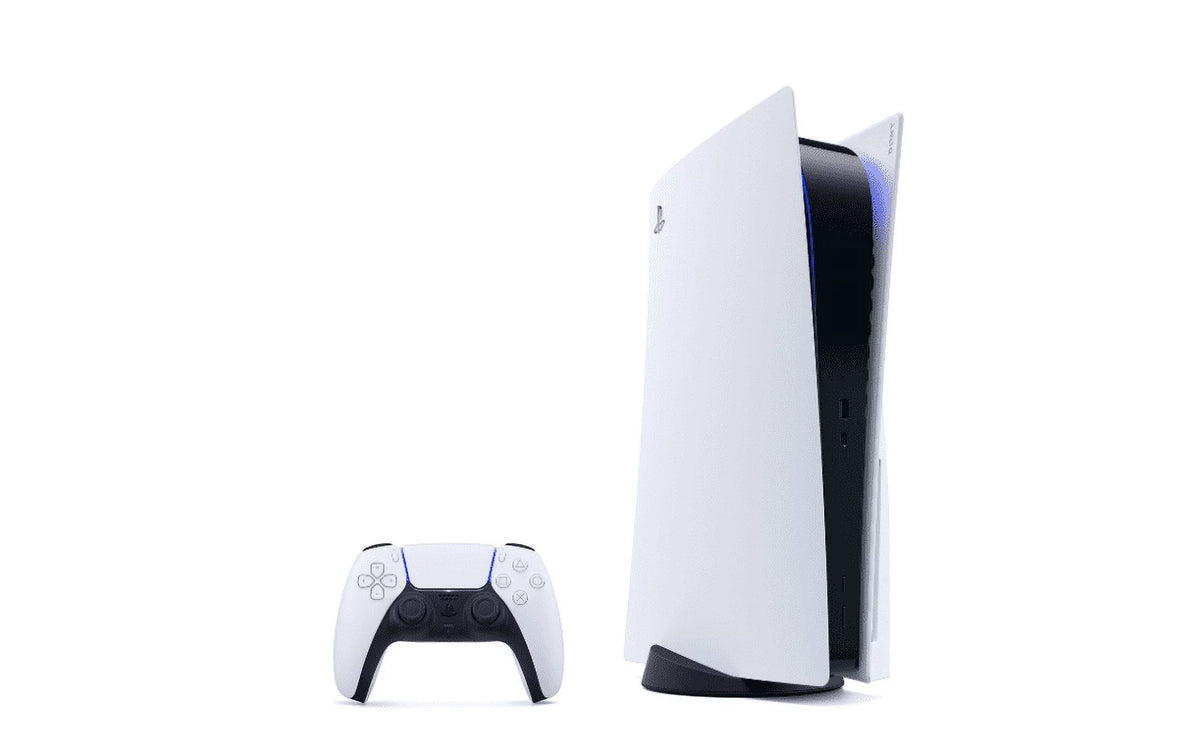 White PlayStation 5 Disc Edition Console with Two Controllers F2635
