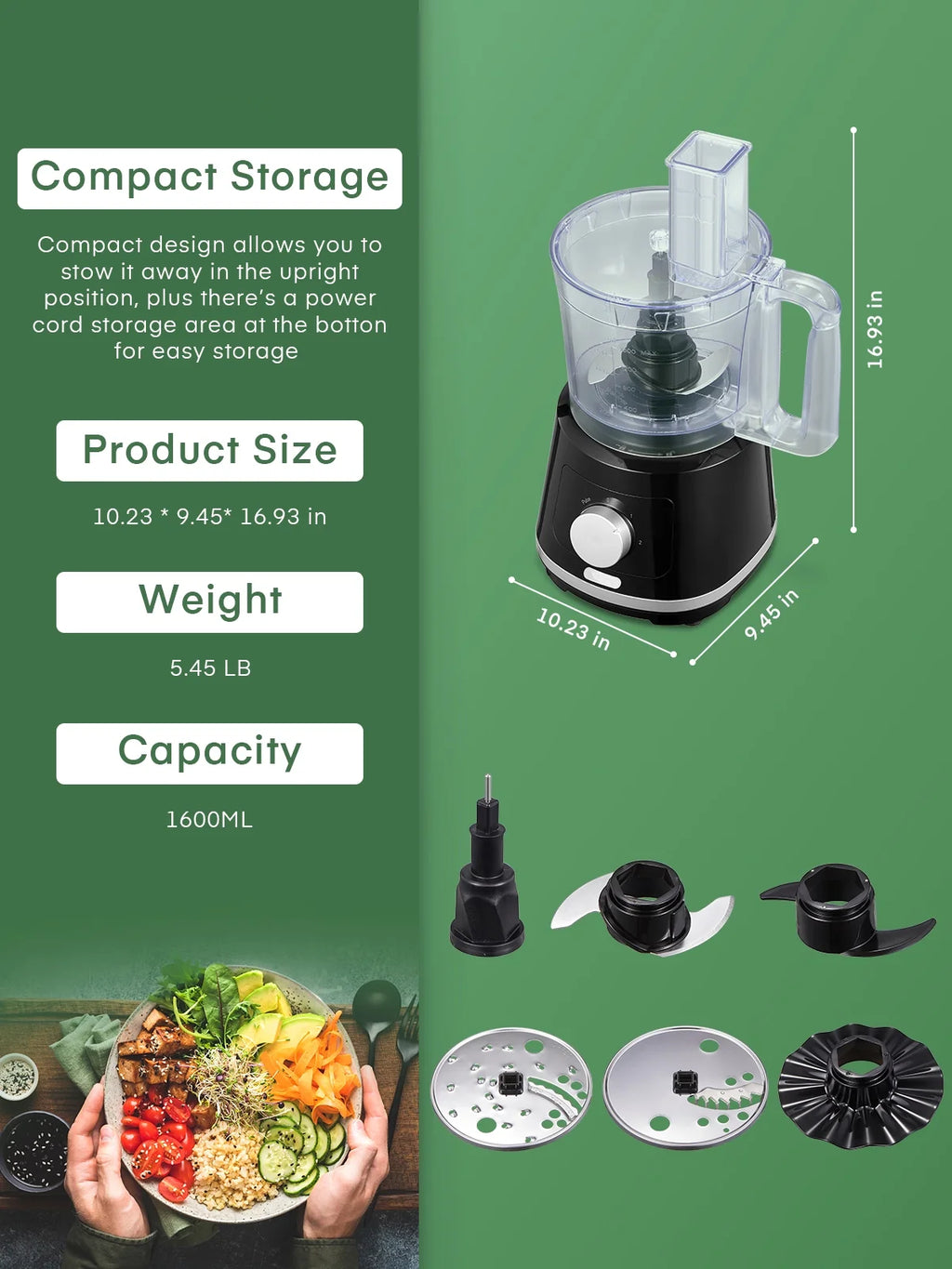 8-Cup Food Processor & Vegetable Chopper with 6 Functions T19213