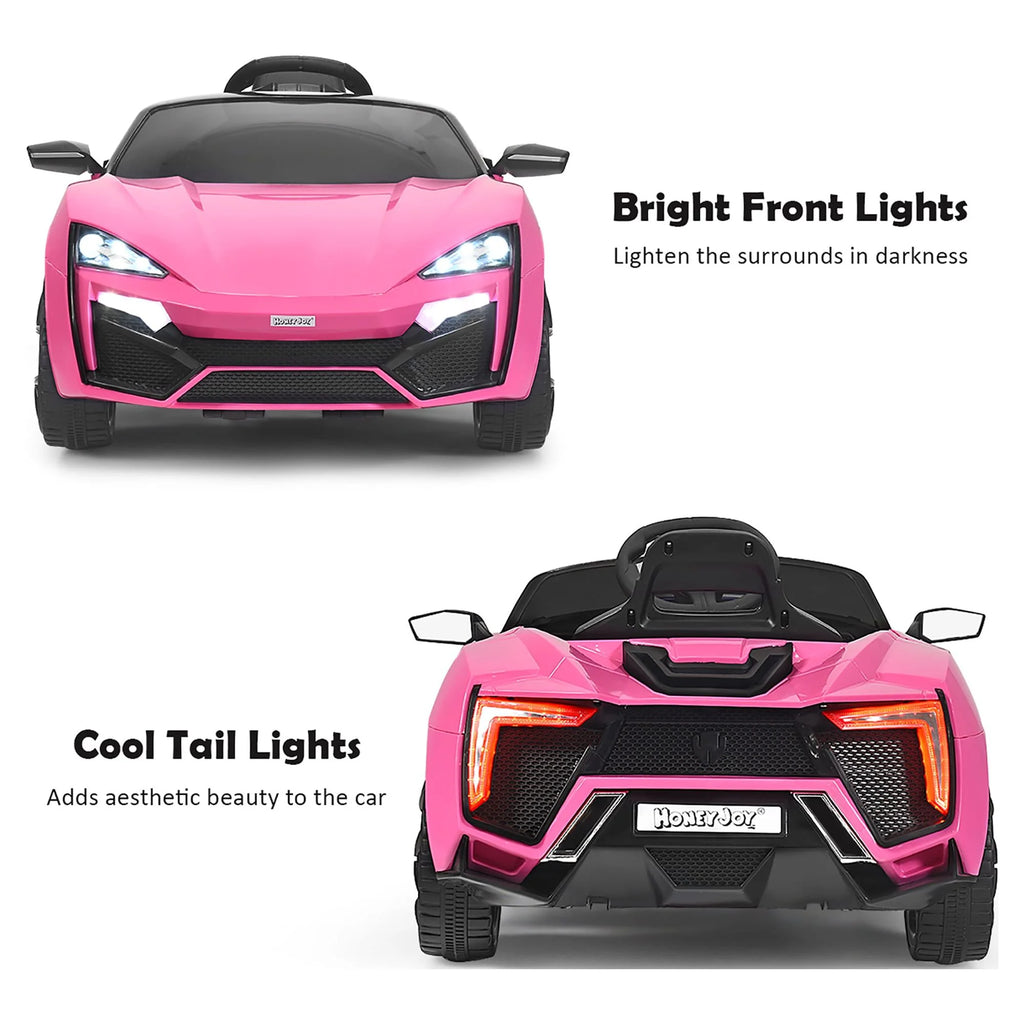 12V Kids Ride On Car with Lights MP3 Openable Doors Pink C982540