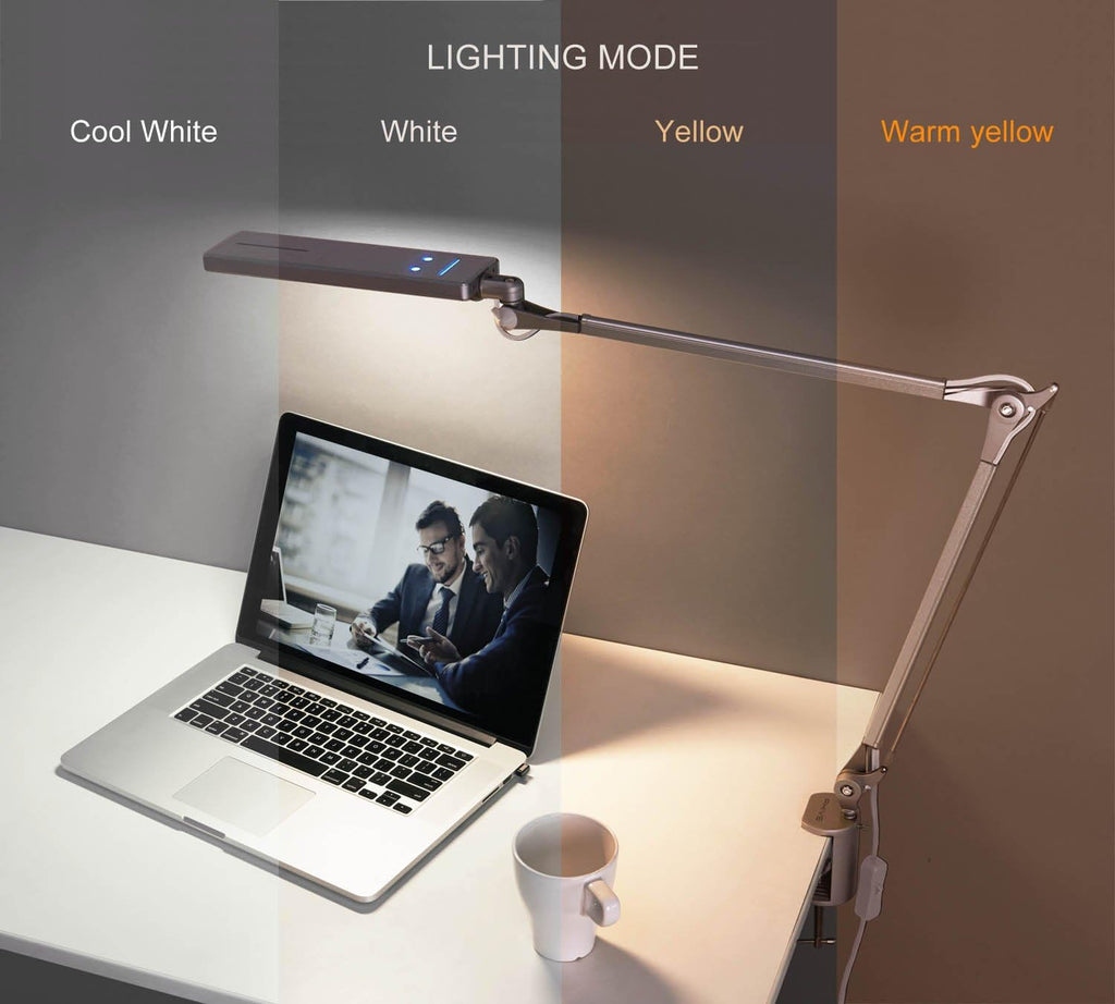 Silver Metal Swing Arm Desk Lamp with Clamp Z37217