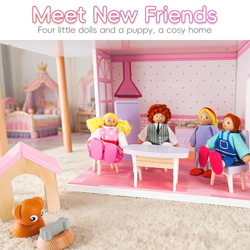 Wooden Dollhouse with 31Pcs Furniture & Accessories Z3148