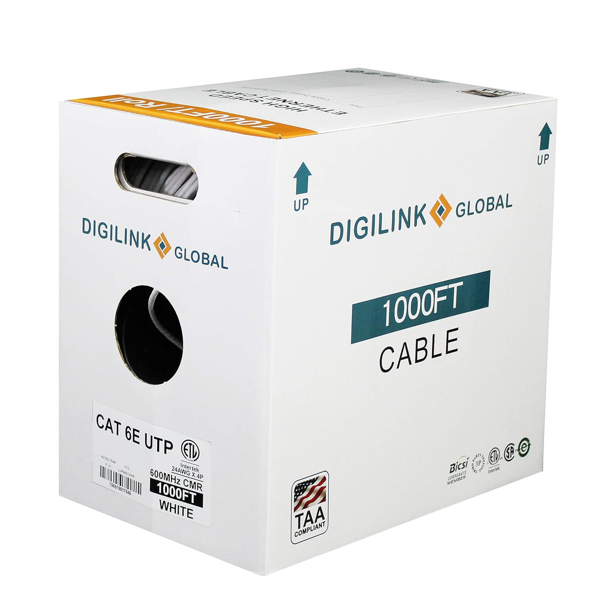 1000ft Blue Solid Bare Copper Cat6e Bulk Ethernet Cable M40388