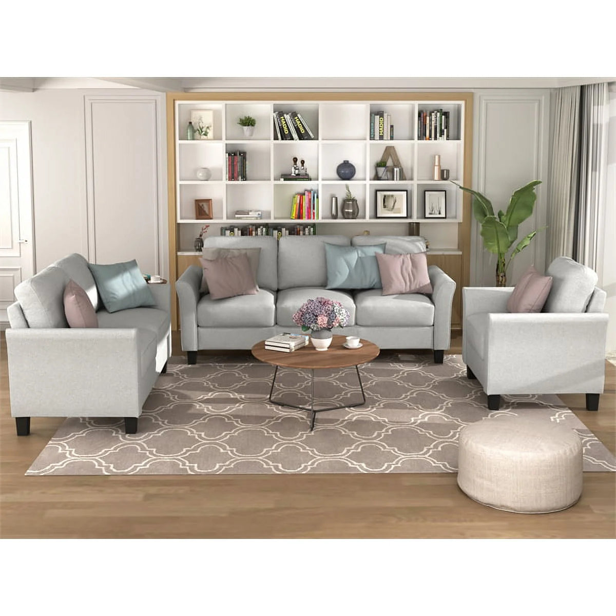 Light Gray 3 Piece Sectional Sofa Set Q4055