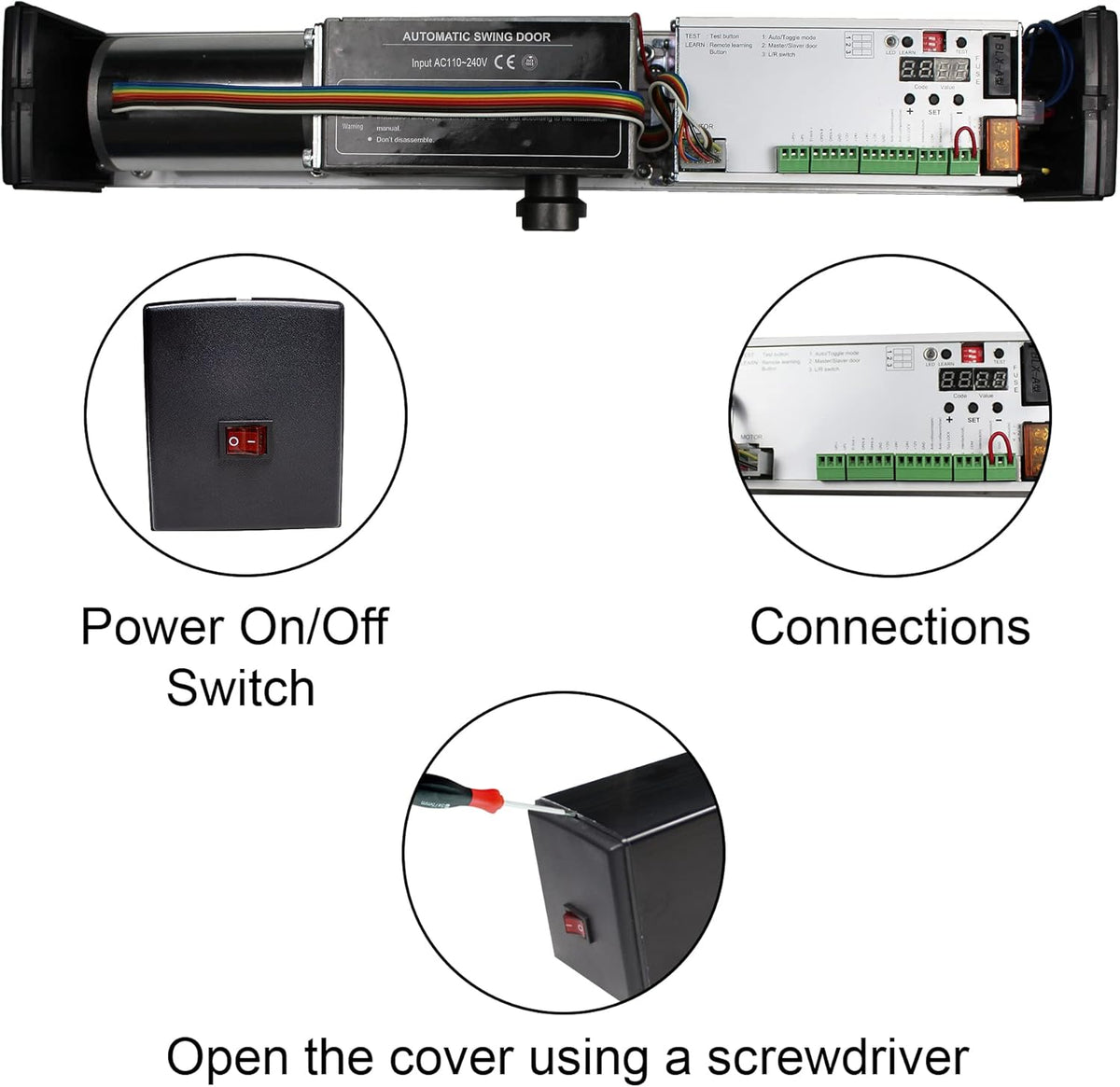 Slim Electric Automatic Door Opener with 2 Wireless Remotes O7042