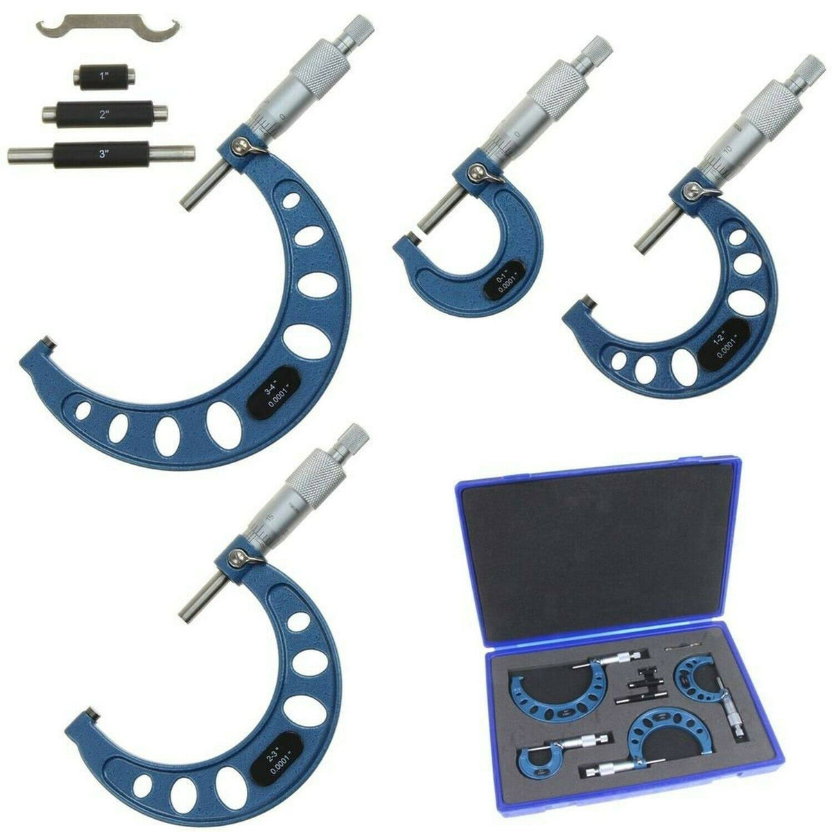 Outside Micrometer Set 0-4" 0.0001" Precision Machinist H132091