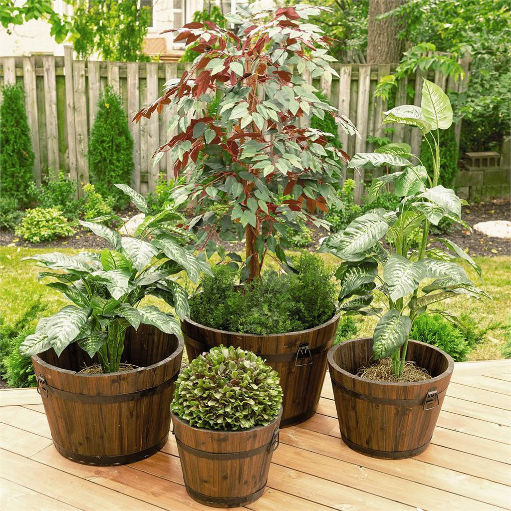 Round Wood Planters Set of 4 H91050