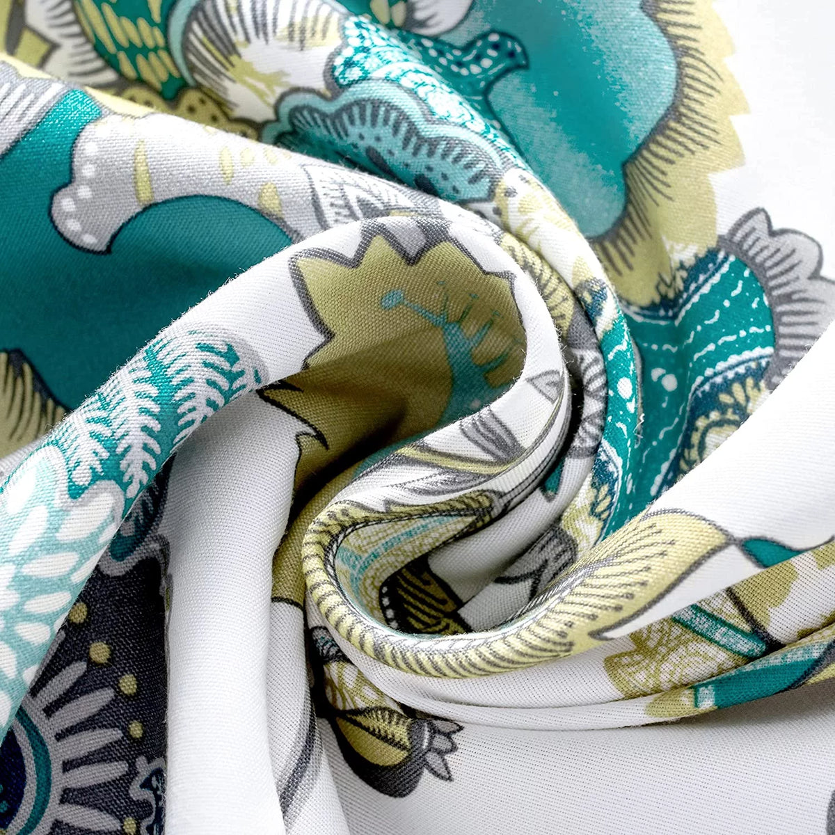 Floral Leaves 18 Inch Length Room Darkening Valance 52x18 White Seafoam Gray 2 Pack P509
