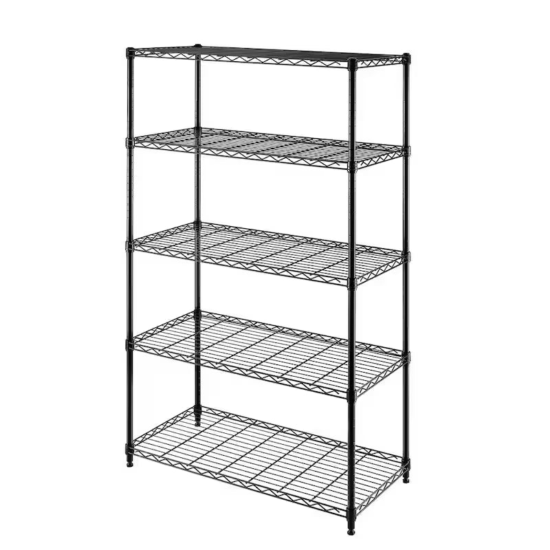 5-Tier Steel Wire Shelving System in Black V362589