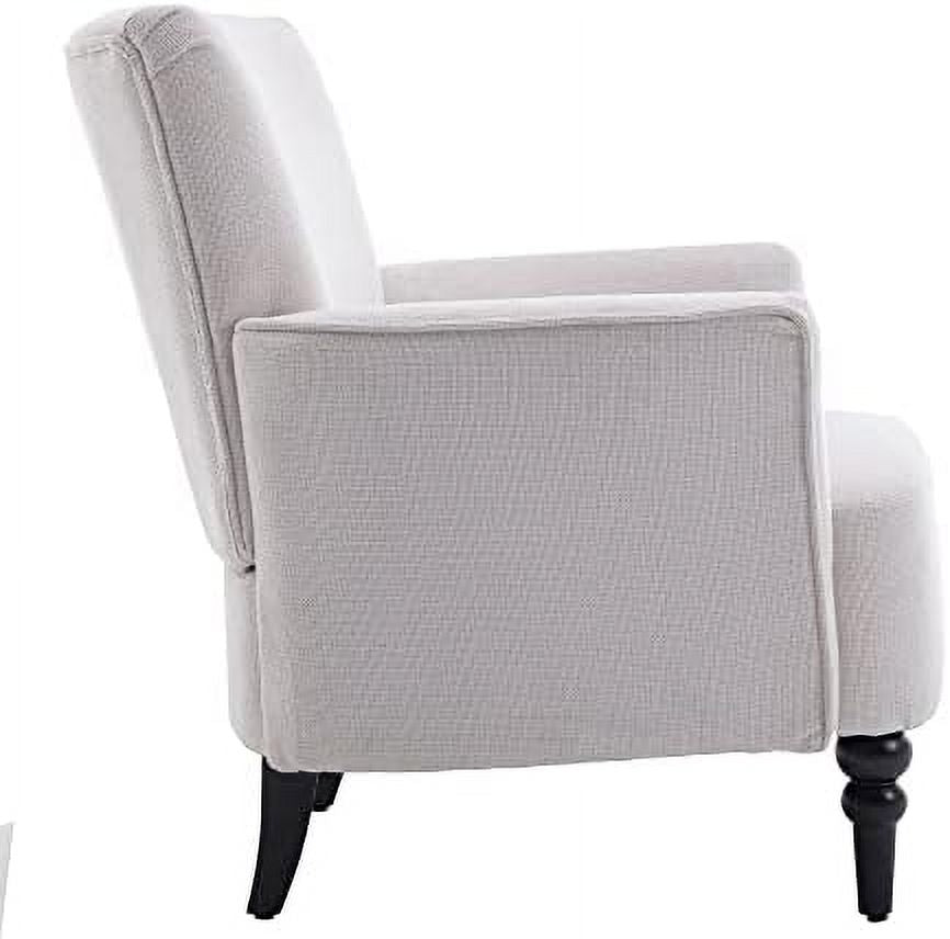 Upholstered Polyester Tufted Wingback Arm Chair with Wooden Legs Z32992
